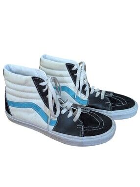 Vans Sk8-Hi Classic Sport shoes black, white, aqua blue Men's 9.5 Women's 11